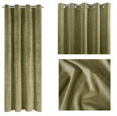 ZASŁONA welwet welur velvet kółka 140X250 OLIWKOWA
