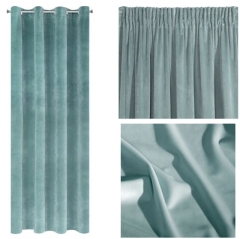 ZASŁONA welwet welur velvet kółka 140X250 TURKUSOWA
