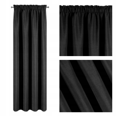 Żakardowa tkana zasłona czarna na żabki 270x140