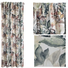 BIAŁA ZASŁONA KOLOROWE LIŚCIE NA TAŚMIE 140X270