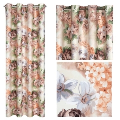 BEŻOWA ZASŁONA W KWIATY 140x250 NA PRZELOTKACH