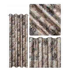 ZASŁONA WELWETOWA SZARA KWIAT NA PRZELOTKI 140X250