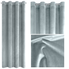 ZASŁONA WELUR VELVET PRZELOTKI 140X250 SZARA