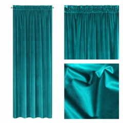 ZASŁONA WELUR VELVET NA TAŚMIE 140X270 TURKUSOWA