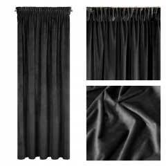 ZASŁONA welwet welur velvet TAŚMA 140X270 CZARNA