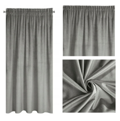 Zasłona Na Taśmie 140x175 szara welur velvet