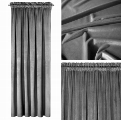 MIĘCIUTKAZ ZASŁONA WELWETOWA VELVET NA TAŚMIE 140X270 SZARA STAL GOTOWA