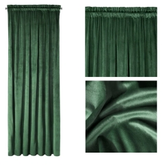 GOTOWA ZASŁONA WELUROWA VELVET WELUR NA TAŚMIE KÓŁKACH 140X270 ZIELONA
