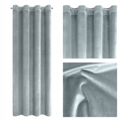 Zasłona Velvet Welur Welwet 140X250 Szara Kółka