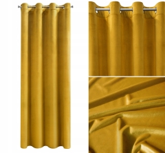Zasłona Velvet Welur Welwet 140X250 Musztardowa Mięciutka Kółka Przelotki