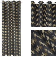 Zasłona welwet złoty nadruk welur 140X250 Czarna