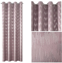 Zasłona welwet złoty nadruk welur 140X250 Różowa