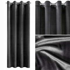 Zasłona Velvet Welur Welwet 140X250 Czarna kółka