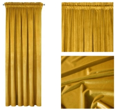 ZASŁONA WELUR VELVET NA TAŚMIE 140X270 CM ŻÓŁTA