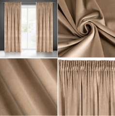 Zasłona Velvet Welur Welwet NA TAŚMIE 140X270 CiemnoBeżowa Gotowa Aksamit