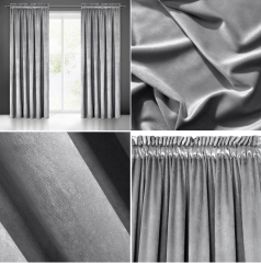 Zasłona Velvet Welur Welwet żabki 140X270 Szara