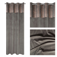 ZASŁONA welwet welur srebrna 140X250 CM Grafitowa