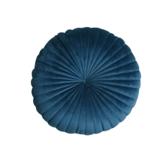 Poduszka okrągła welurowa Tony Ibiza niebieska śr. 40 cm Inspire