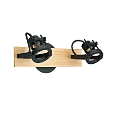 Listwa reflektorowa Technic czarna z drewnem 2 x GU10 Inspire