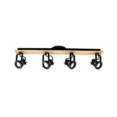 Listwa reflektorowa Technic czarna z drewnem 4 x GU10 Inspire