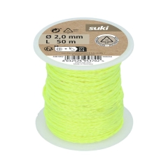 Sznurek 2 mm x 50 m pleciony neonowy żółty Suki