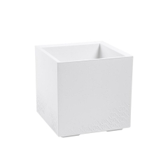 Donica plastikowa Karo 39 x 39 cm biała imitacja betonu