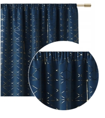 Zasłona GLAMMY Granatowa 140x280 Taśma Żabki DO SALONU SYPIALNI