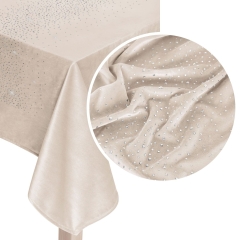 Beżowy Obrus Welurowy Velvet z kryształkami 85x85