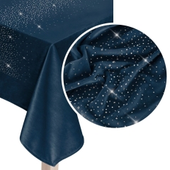 Granatowy Obrus Welurowy Velvet z kryształkami 40x140