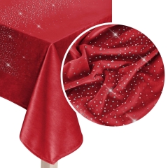 Czerwony Obrus Welurowy Velvet z kryształkami 40x180