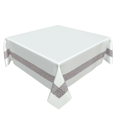 Nowoczesny Obrus Plamoodporny 110x160 Swarovski Kremowy