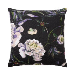 Czarna Poszewka Do Narzuty w Kwiaty 45x45