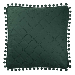 Butelkowa Zieleń Poszewka Do Narzuty z pomponami 45x45