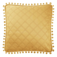 Musztardowa Poszewka Do Narzuty z pomponami 45x45