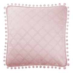 Pudrowa Poszewka Do Narzuty z pomponami 45x45