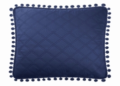 Granatowa Poszewka Do Narzuty z pomponami 50x70