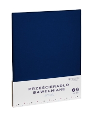 Granatowe Prześcieradło Bawełniane 140x200 Jednokolorowa