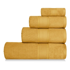 Musztardowy Ręcznik Welurowy Velvet 70x140 100% bawełna