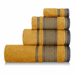 Musztardowy Ręcznik 50x90 Welur 100% bawełna
