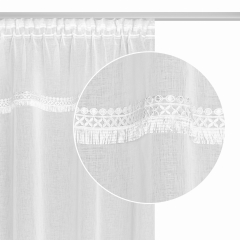 Biała Firana Z Koronką 300x270 BOHO Taśma