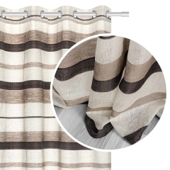 Brązowa zasłona gotowa w pasy 140x250