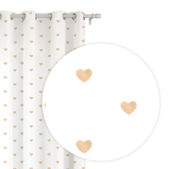 Biała zasłona gotowa 140x250 hearts złote serduszka