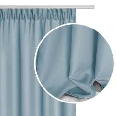 Błękitna Zasłona Do Kuchni Na Taśmie 140x175