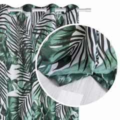 Zasłona Gotowa Do Salonu na Przelotkach 140x250 Palmy Liście JUNGLE Zielona