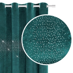 Ciemny Turkus Zasłona Welurowa Velvet z kryształkami 140x250