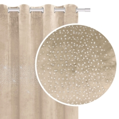 Beżowa Zasłona Welurowa Velvet z kryształkami 140x250 AKSAMITNA GLAMOUR