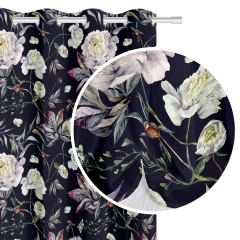 Czarna Zasłona Do Salonu W Kwiaty 140x250