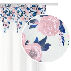 Biała Zasłona Na Taśmie W Kwiaty 140x250