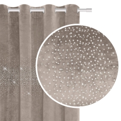 Ciemny Beż Zasłona Welurowa Velvet z kryształkami 140x250