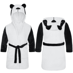 Biały Szlafrok Dziecięcy z Kapturkiem Panda